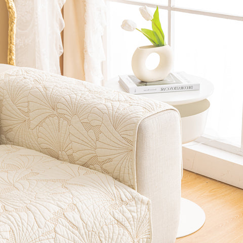 Slipcover KAS™ Embossed Leaf Cotton Quilted Sofa Cover Non-Slip Couch Protector with Thick Padding