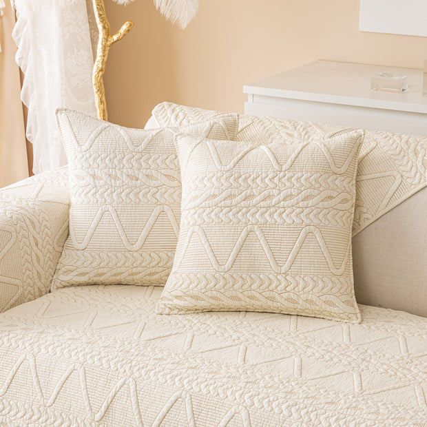 Slipcover KAS™ Geometric Textured Cotton Quilted Sofa Cover, Non-Slip Washable Couch Protector