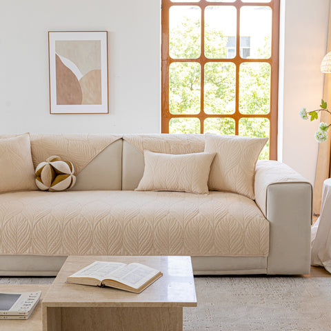 Slipcover KAS™ Leaf Vein Textured Cotton Quilted Sofa Slipcover, Non-Slip Modular Couch Covers