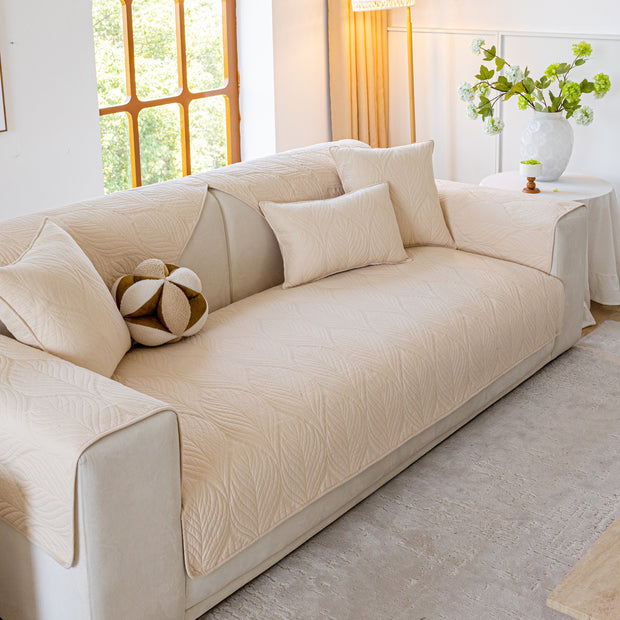 Slipcover KAS™ Leaf Vein Textured Cotton Quilted Sofa Slipcover, Non-Slip Modular Couch Covers