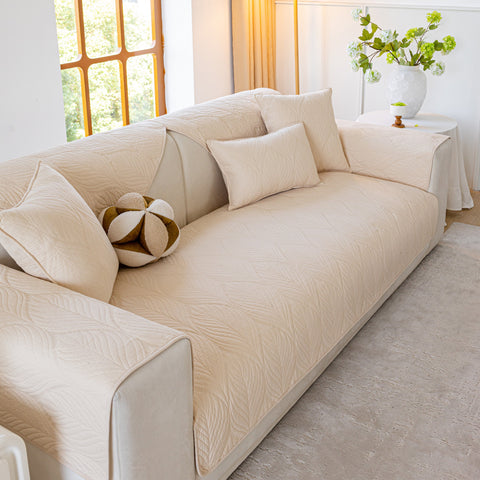 Slipcover KAS™ Leaf Vein Textured Cotton Quilted Sofa Slipcover, Non-Slip Modular Couch Covers