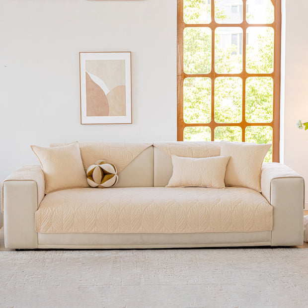 Slipcover KAS™ Leaf Vein Textured Cotton Quilted Sofa Slipcover, Non-Slip Modular Couch Covers