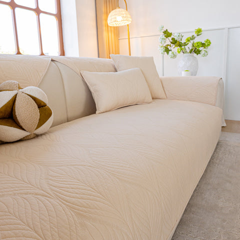 Slipcover KAS™ Leaf Vein Textured Cotton Quilted Sofa Slipcover, Non-Slip Modular Couch Covers