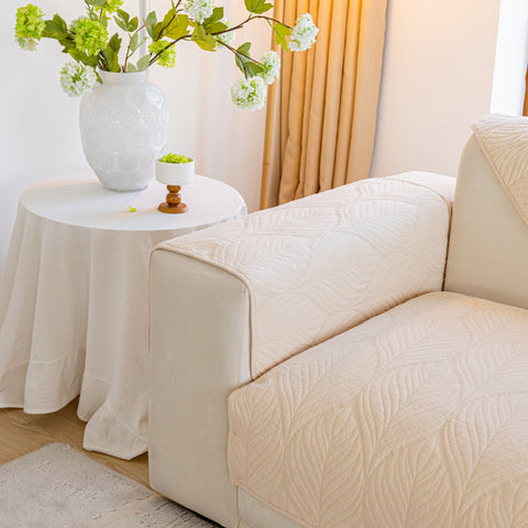 Slipcover KAS™ Leaf Vein Textured Cotton Quilted Sofa Slipcover, Non-Slip Modular Couch Covers