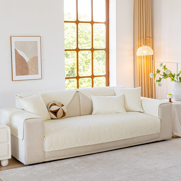 Slipcover KAS™ Leaf Vein Textured Cotton Quilted Sofa Slipcover, Non-Slip Modular Couch Covers