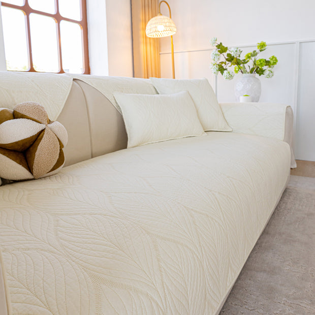 Slipcover KAS™ Leaf Vein Textured Cotton Quilted Sofa Slipcover, Non-Slip Modular Couch Covers