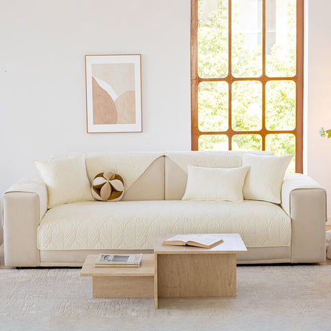 Slipcover KAS™ Leaf Vein Textured Cotton Quilted Sofa Slipcover, Non-Slip Modular Couch Covers
