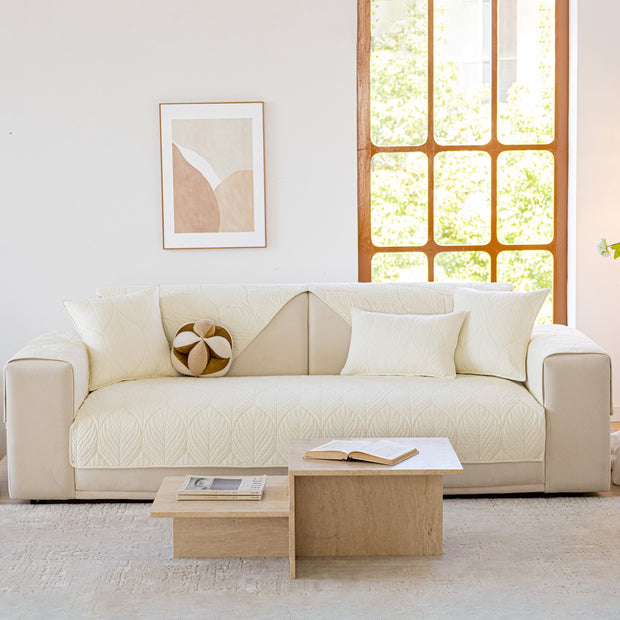 Slipcover KAS™ Leaf Vein Textured Cotton Quilted Sofa Slipcover, Non-Slip Modular Couch Covers