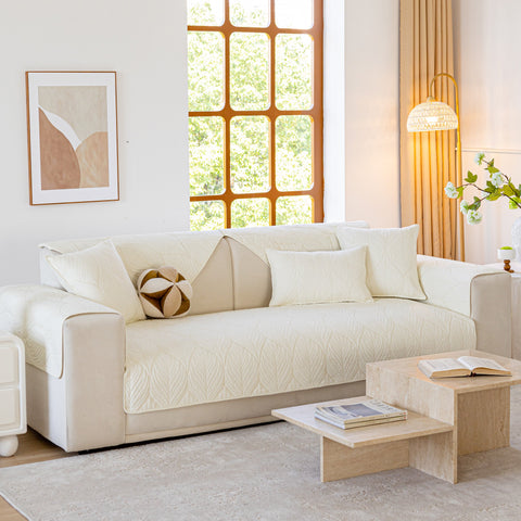Slipcover KAS™ Leaf Vein Textured Cotton Quilted Sofa Slipcover, Non-Slip Modular Couch Covers