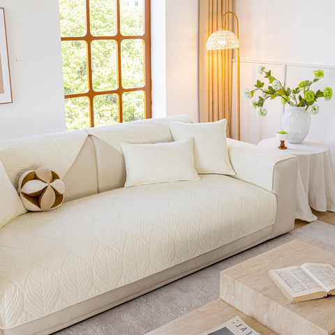 Slipcover KAS™ Leaf Vein Textured Cotton Quilted Sofa Slipcover, Non-Slip Modular Couch Covers