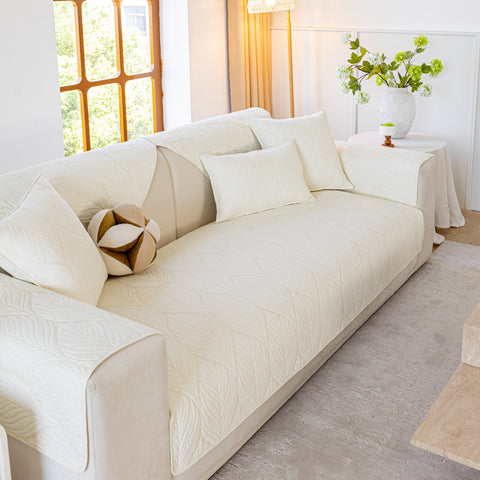 Slipcover KAS™ Leaf Vein Textured Cotton Quilted Sofa Slipcover, Non-Slip Modular Couch Covers