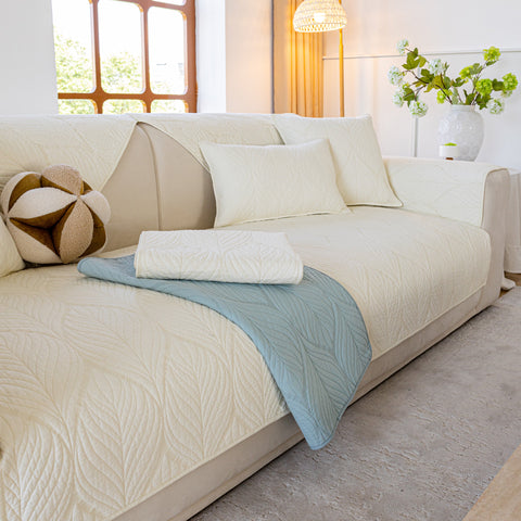 Slipcover KAS™ Leaf Vein Textured Cotton Quilted Sofa Slipcover, Non-Slip Modular Couch Covers