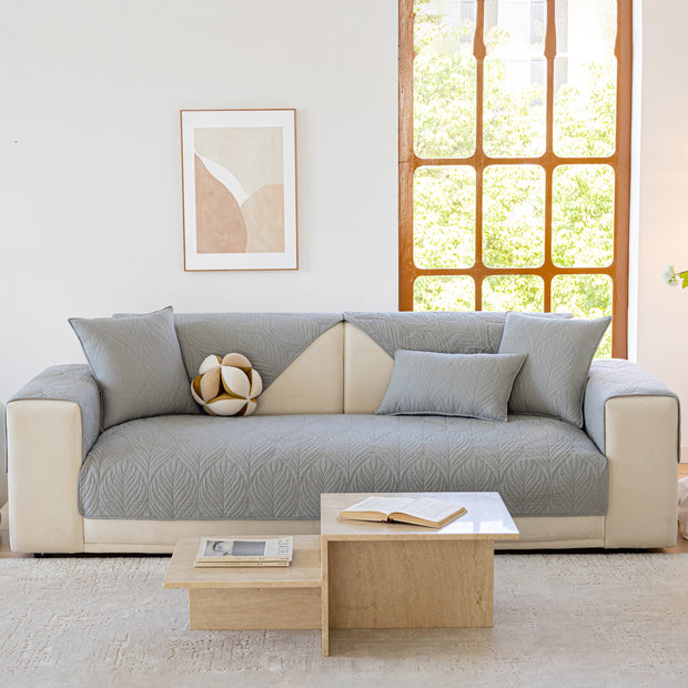 Slipcover KAS™ Leaf Vein Textured Cotton Quilted Sofa Slipcover, Non-Slip Modular Couch Covers