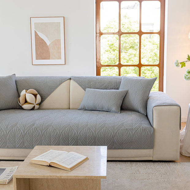 Slipcover KAS™ Leaf Vein Textured Cotton Quilted Sofa Slipcover, Non-Slip Modular Couch Covers