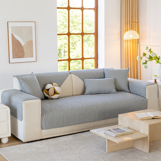 Slipcover KAS™ Leaf Vein Textured Cotton Quilted Sofa Slipcover, Non-Slip Modular Couch Covers