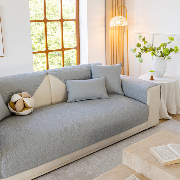 Slipcover KAS™ Leaf Vein Textured Cotton Quilted Sofa Slipcover, Non-Slip Modular Couch Covers