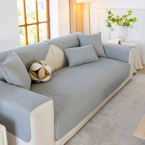 Slipcover KAS™ Leaf Vein Textured Cotton Quilted Sofa Slipcover, Non-Slip Modular Couch Covers