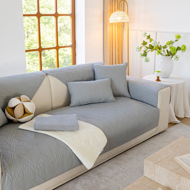 Slipcover KAS™ Leaf Vein Textured Cotton Quilted Sofa Slipcover, Non-Slip Modular Couch Covers