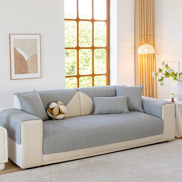 Slipcover KAS™ Leaf Vein Textured Cotton Quilted Sofa Slipcover, Non-Slip Modular Couch Covers