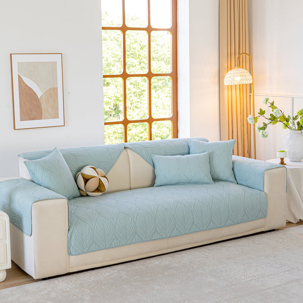 Slipcover KAS™ Leaf Vein Textured Cotton Quilted Sofa Slipcover, Non-Slip Modular Couch Covers
