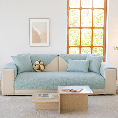 Slipcover KAS™ Leaf Vein Textured Cotton Quilted Sofa Slipcover, Non-Slip Modular Couch Covers