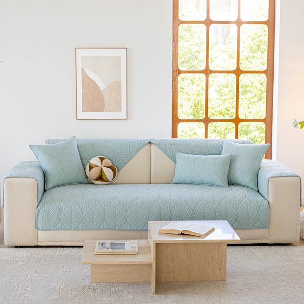Slipcover KAS™ Leaf Vein Textured Cotton Quilted Sofa Slipcover, Non-Slip Modular Couch Covers