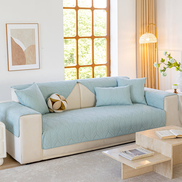 Slipcover KAS™ Leaf Vein Textured Cotton Quilted Sofa Slipcover, Non-Slip Modular Couch Covers