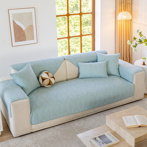 Slipcover KAS™ Leaf Vein Textured Cotton Quilted Sofa Slipcover, Non-Slip Modular Couch Covers
