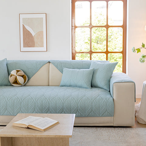 Slipcover KAS™ Leaf Vein Textured Cotton Quilted Sofa Slipcover, Non-Slip Modular Couch Covers