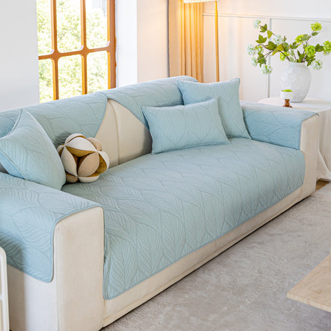 Slipcover KAS™ Leaf Vein Textured Cotton Quilted Sofa Slipcover, Non-Slip Modular Couch Covers