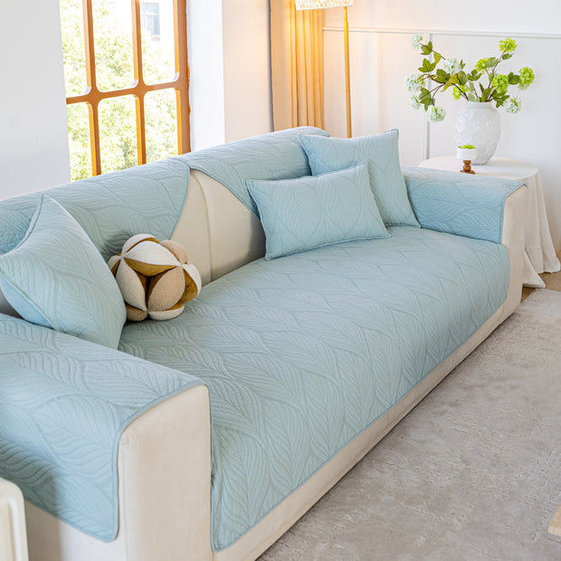 Slipcover KAS™ Leaf Vein Textured Cotton Quilted Sofa Slipcover, Non-Slip Modular Couch Covers