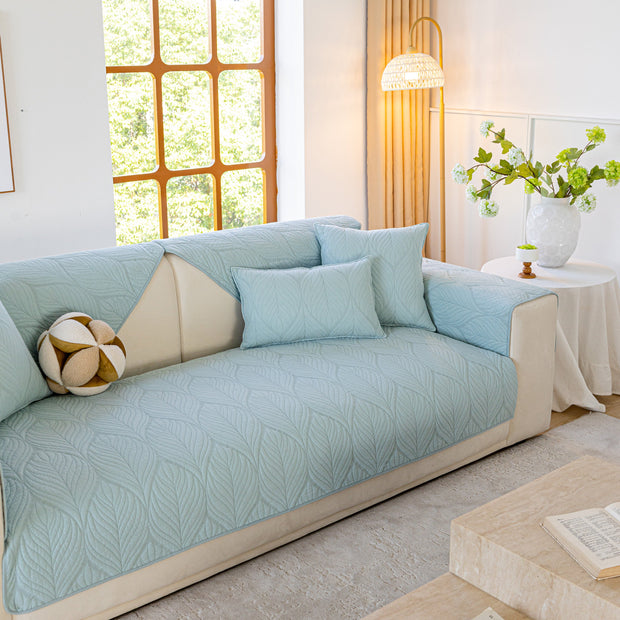 Slipcover KAS™ Leaf Vein Textured Cotton Quilted Sofa Slipcover, Non-Slip Modular Couch Covers