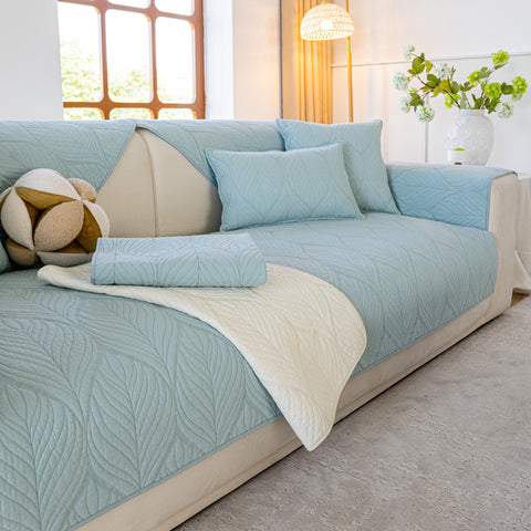 Slipcover KAS™ Leaf Vein Textured Cotton Quilted Sofa Slipcover, Non-Slip Modular Couch Covers
