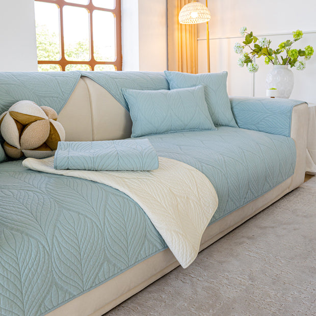 Slipcover KAS™ Leaf Vein Textured Cotton Quilted Sofa Slipcover, Non-Slip Modular Couch Covers