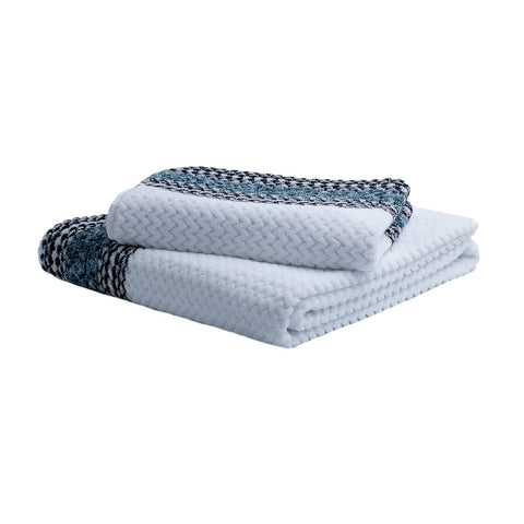 Turkish Towel Collection Cali White Blue Chevron