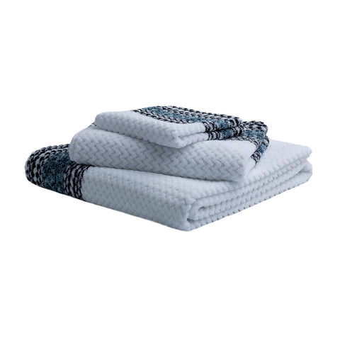 Turkish Towel Collection Cali White Blue Chevron