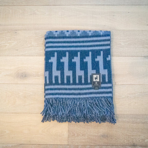 Alpaca Threadz Alpaca Wool Throw Blanket - Alpaca Design (Blue)