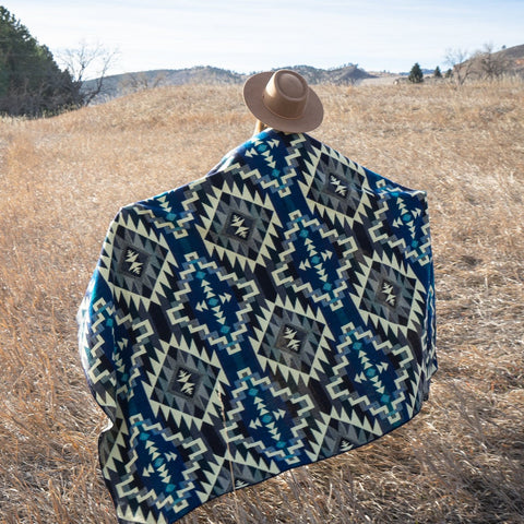 Alpaca Threadz Andean Alpaca Wool Blanket - Blue Chakana