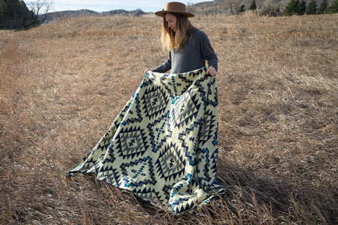 Alpaca Threadz Andean Alpaca Wool Blanket - Blue Chakana