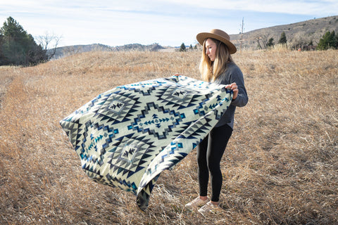 Alpaca Threadz Andean Alpaca Wool Blanket - Blue Chakana