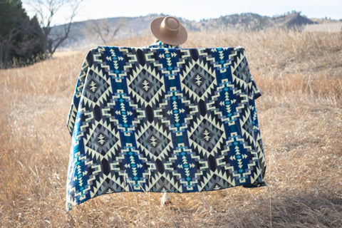 Alpaca Threadz Andean Alpaca Wool Blanket - Blue Chakana