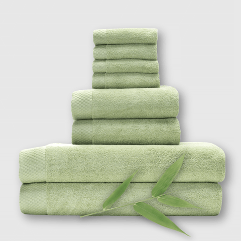 BedVoyage Bamboo Towel Set 8pc Luxury Viscose - Sage