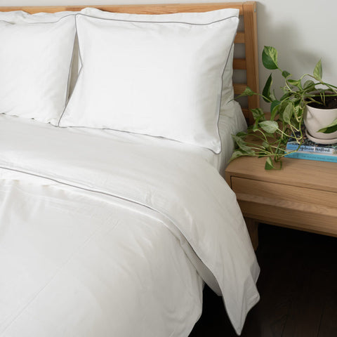 Homebird Organic Cotton Piped Border Sateen Duvet Set