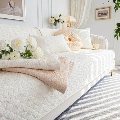 Slipcover KAS™ Cotton Quilted Sofa Cover, Non-Slip Couch Protector Fits Backrest, Seat & Armrest