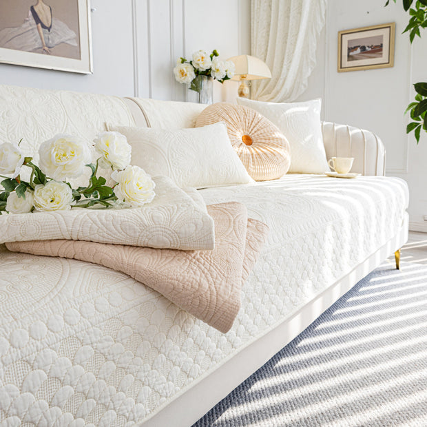 Slipcover KAS™ Cotton Quilted Sofa Cover, Non-Slip Couch Protector Fits Backrest, Seat & Armrest