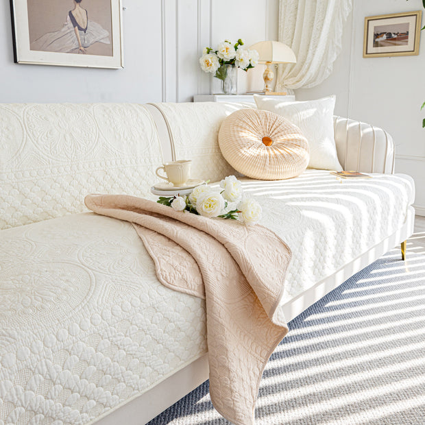 Slipcover KAS™ Cotton Quilted Sofa Cover, Non-Slip Couch Protector Fits Backrest, Seat & Armrest