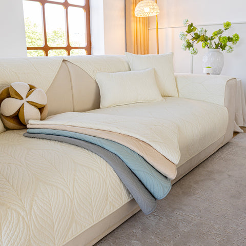 Slipcover KAS™ Leaf Vein Textured Cotton Quilted Sofa Slipcover, Non-Slip Modular Couch Covers