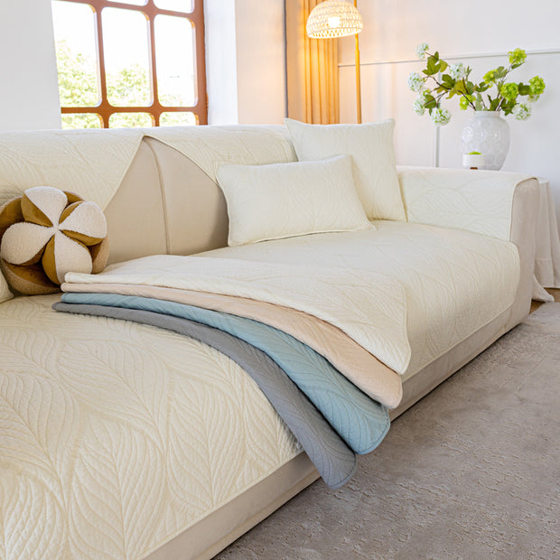 Slipcover KAS™ Leaf Vein Textured Cotton Quilted Sofa Slipcover, Non-Slip Modular Couch Covers