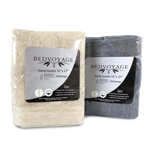 BedVoyage Bamboo Cotton Hand Towel 2pk Melange Viscose - Charcoal