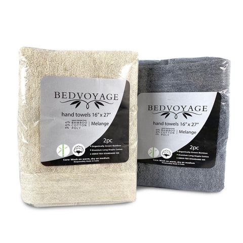 BedVoyage Bamboo Cotton Hand Towel 2pk Melange Viscose - Sand